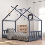 vidaXL Cadre de lit d'enfant Gris  Bois de pin massif 90 x 200 cm