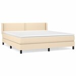 vidaXL Sommier à lattes de lit avec matelas Crème 160x200 cm Tissu