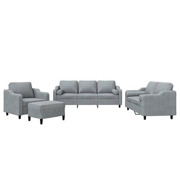 vidaXL Ensemble de canapés 4 Pièces coussins gris clair tissu