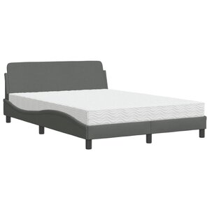 vidaXL Lit avec matelas gris foncé 140x200 cm tissu