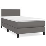 vidaXL Sommier à lattes de lit avec matelas Gris 80x200 cm Similicuir