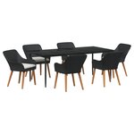 vidaXL Ensemble de salle à manger de jardin 7 pièces en poly rattan noir