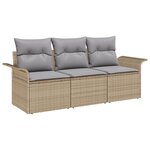 vidaXL Ensemble de 3 pièces de Canapé de Jardin avec Coussins Beige Rattan Poly