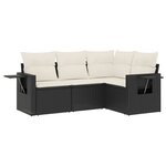 vidaXL Salon de jardin 4 Pièces avec coussins noir résine tressée