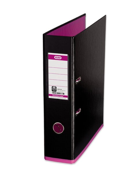 Classeur myColour à Levier Dos de 80 mm Noir/rose vif ELBA