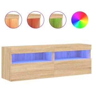 vidaXL Meubles TV muraux lumières LED 2 Pièces chêne sonoma 60x30x40 cm