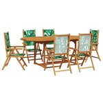 vidaXL Ensemble à manger de jardin 7 Pièces motif de feuilles tissu bois
