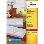 Etiquettes auto-adhésives d'adresses recyclées, faciles à décoller, 63 x 38,1 mm - 100 feuilles, 21 étiquettes par feuilles a4 - blanches (paquet 2100 unités)