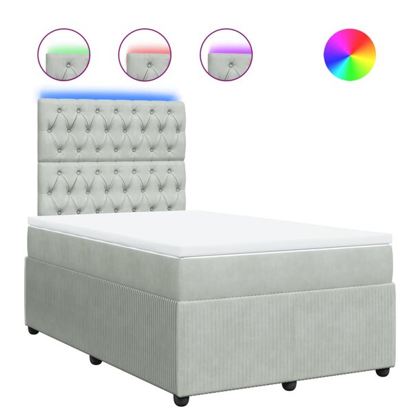 vidaXL Sommier à lattes de lit et matelas Gris clair 120x200cm Velours