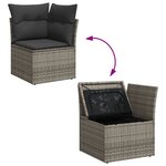 vidaXL Salon de jardin 4 Pièces avec coussins gris résine tressée