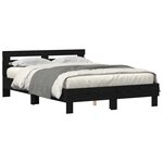 vidaXL Cadre de lit noir en chêne Chêne noir Chêne massif 150 x 200 cm