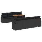 vidaXL Ensemble de salle à manger de jardin 9 pièces avec coussins Noir Poly Rotin Acacia