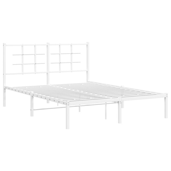 vidaXL Cadre de lit métal avec tête de lit blanc 140x190 cm