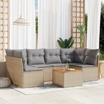 vidaXL Salon de jardin avec coussins 7 Pièces beige résine tressée