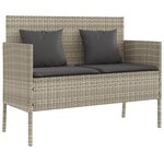 vidaXL Banc de jardin avec coussins gris clair résine tressée