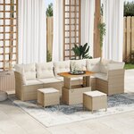 Ensemble de canapés de jardin 9 pièces avec coussins Beige Rotin synthétique