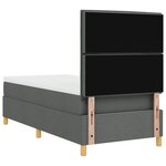 vidaXL Lit à ressort avec matelas gris foncé 100x200 cm en tissu