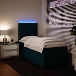 vidaXL Sommier à lattes de lit avec matelas bleu 90x200 cm velours