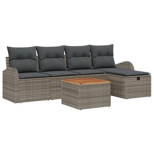 vidaXL Ensemble de Canapés de Jardin de 6 pièces avec Coussins en Poly Rattan Gris