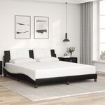 vidaXL Cadre de lit avec LED sans matelas noir et blanc 180x200 cm