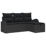 vidaXL Ensemble de canapé de jardin de 4 pièces avec coussins en rotin poly noir