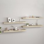 vidaXL Étagères murales flottantes 4 Pièces chêne 90x23 5x3 8 cm MDF