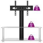 vidaXL Meuble TV d'angle 2 niveaux pour 32-70 pouces noir argenté