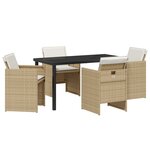 vidaXL Set de salle à manger de jardin 5 pièces avec coussins beige en poly rotin