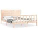 vidaXL Cadre de lit avec tête de lit king size bois massif