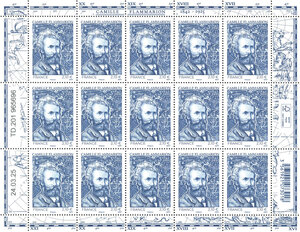 Feuille de 15 timbres - Camille Flammarion - Lettre Internationale