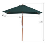 Parasol rectangulaire inclinable bois polyester haute densité 2L x 1 5l x 2 3H m vert foncé