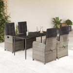 vidaXL Ensemble à manger de jardin et coussins 5 Pièces gris clair rotin
