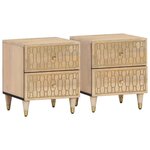 vidaXL Tables de chevet 2 Pièces 40x33x46 cm Bois de manguier solide