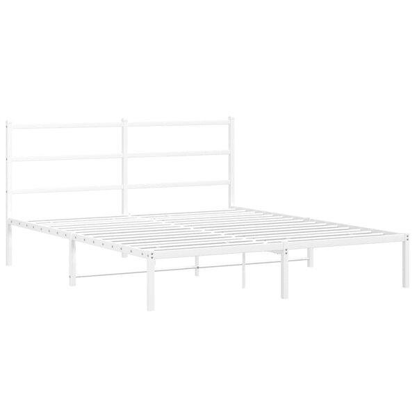 vidaXL Cadre de lit métal avec tête de lit blanc 150x200 cm