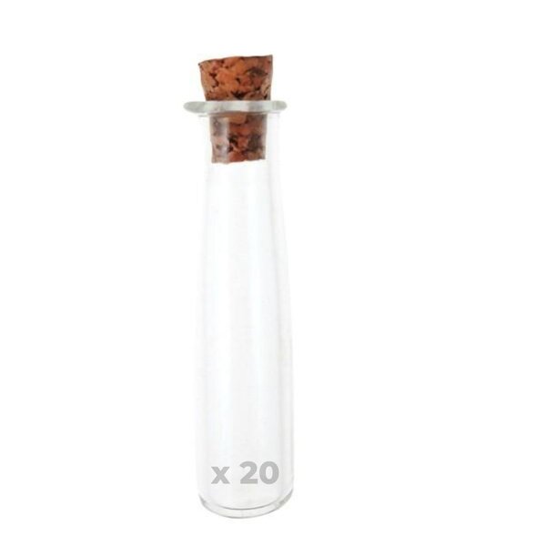 20 mini tubes à bouchon liège
