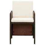 vidaXL Ensemble à manger de jardin et coussins 9 Pièces Poly rotin Marron
