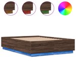vidaXL Cadre de lit avec LED sans matelas chêne marron 160x200 cm