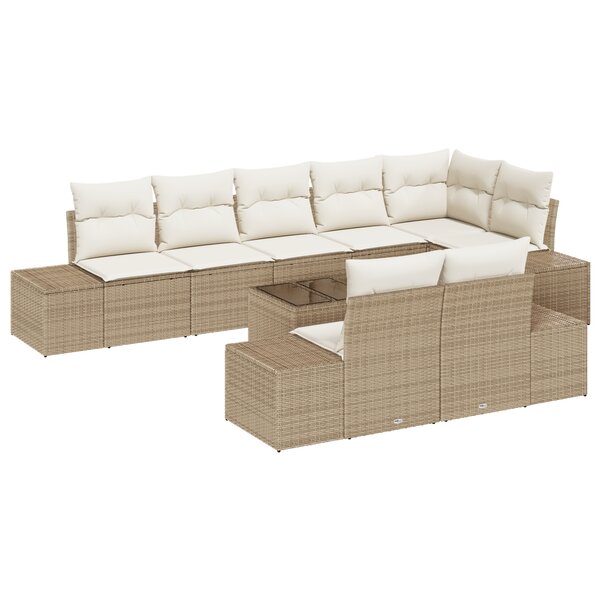 vidaXL Set de Canapés 9 pièces avec coussins Marron Poly Rattan