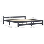 vidaXL Cadre de lit Gris foncé Bois de pin massif 200x200 cm