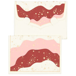 PAPERTREE STARDUST Lot de 5 Mini EnveloppesMessage + carte 8 5x6cm Ivoire/Bordeaux