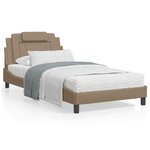 vidaXL Cadre de lit avec lumières LED cappuccino 100x200 cm similicuir