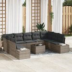 vidaXL Ensemble de canapé de jardin de 9 pièces avec coussins noirs en poly rotin