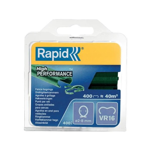 Agrafes a grillage VR16 Rapid - Plastifiées Vertes