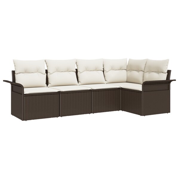 vidaXL Ensemble de 5 pièces de canapés de jardin avec coussins Marron Poly Rotin