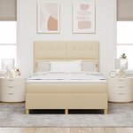 vidaXL Lit à sommier avec matelas crème 140x200 cm en tissu
