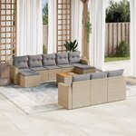 vidaXL Salon de jardin 11 Pièces avec coussins beige résine tressée