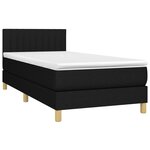 vidaXL Sommier à lattes de lit avec matelas et LED Noir 90x190cm Tissu