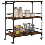 vidaXL Chariot de cuisine chêne fumé 100 5x50x105 cm bois d'ingénierie
