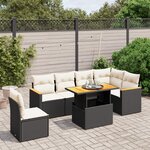 vidaXL Salon de jardin 7 Pièces avec coussins noir résine tressée