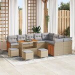 Ensemble de canapé de jardin vidaXL 13 pièces avec coussins beige poly rattan acacia